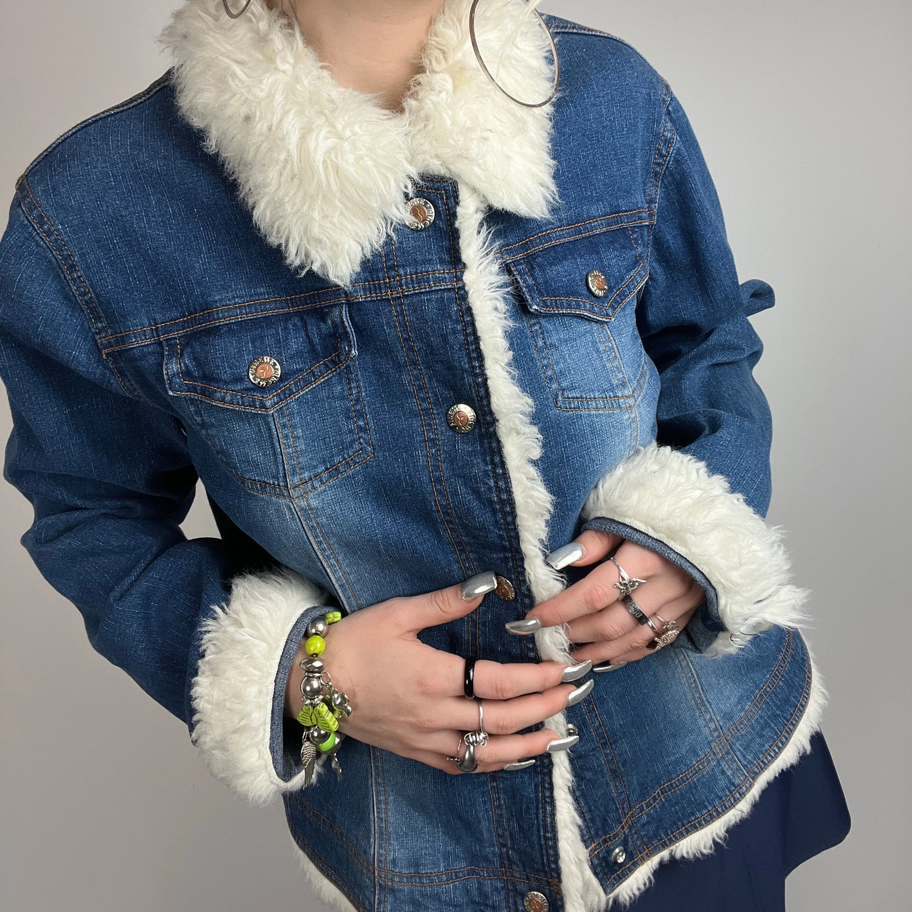 90s Denim Faux Fur Jacket