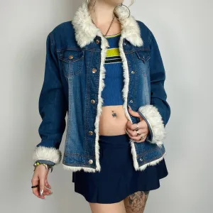 90s Denim Faux Fur Jacket