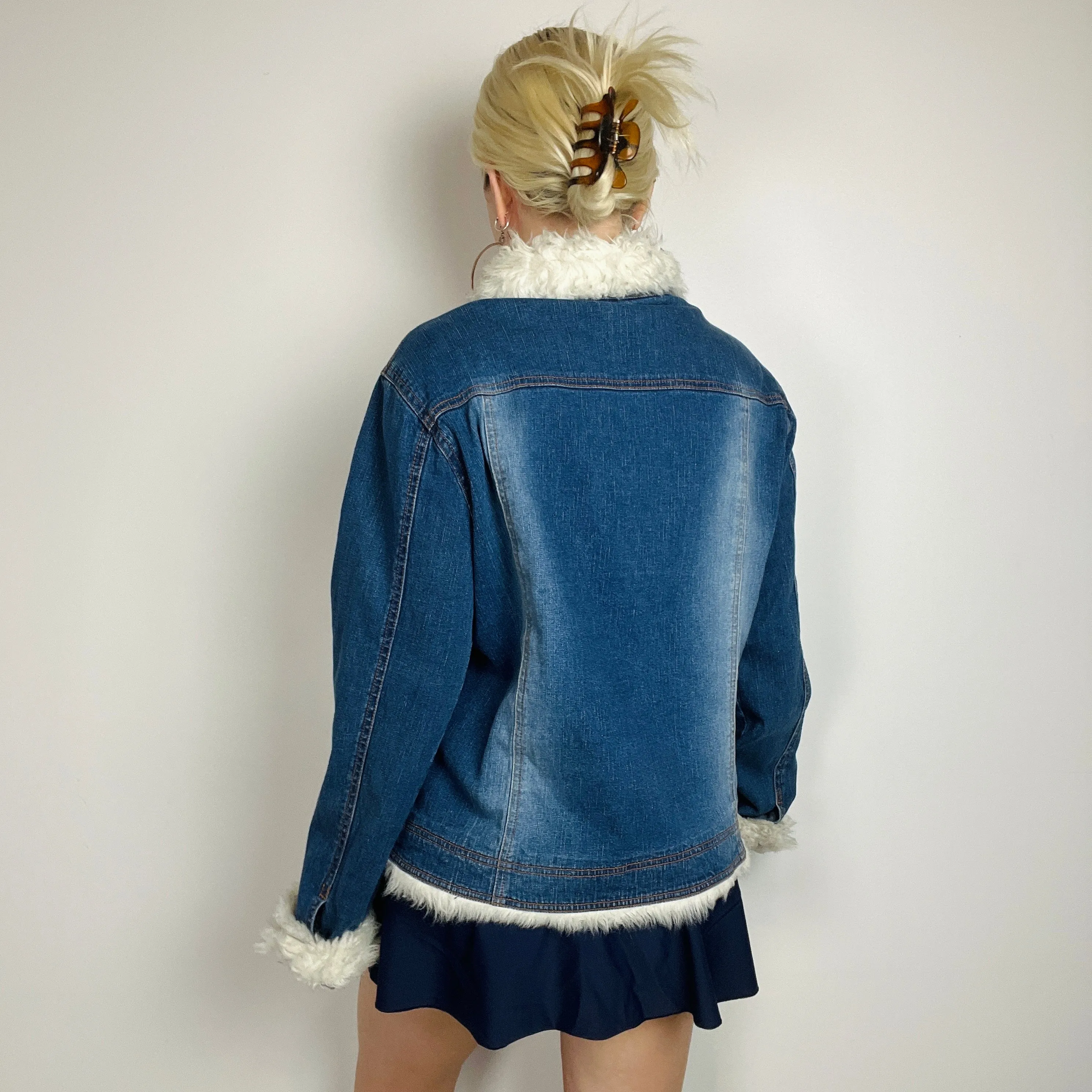 90s Denim Faux Fur Jacket