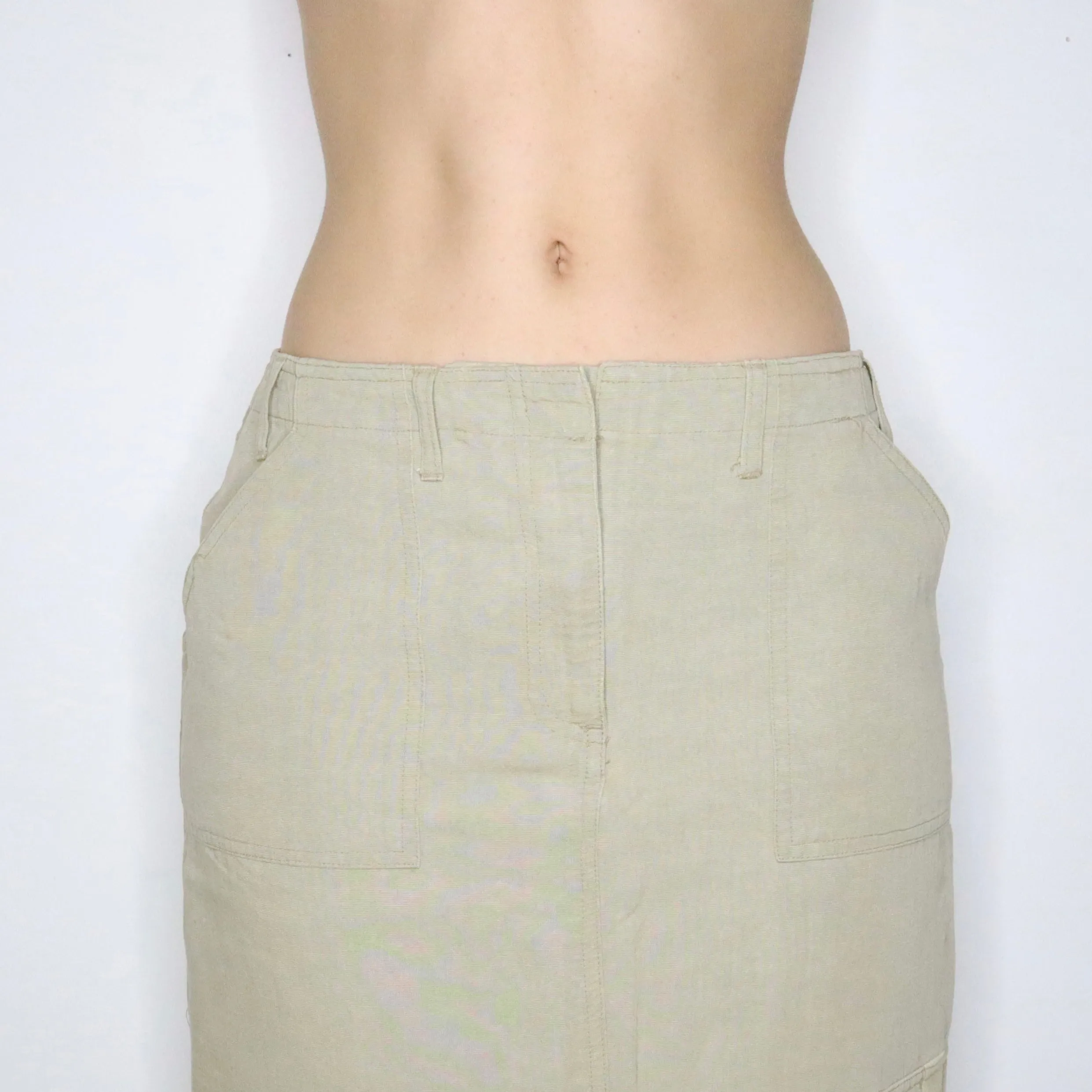 90s Light Khaki Cargo Maxi Skirt (S/M)