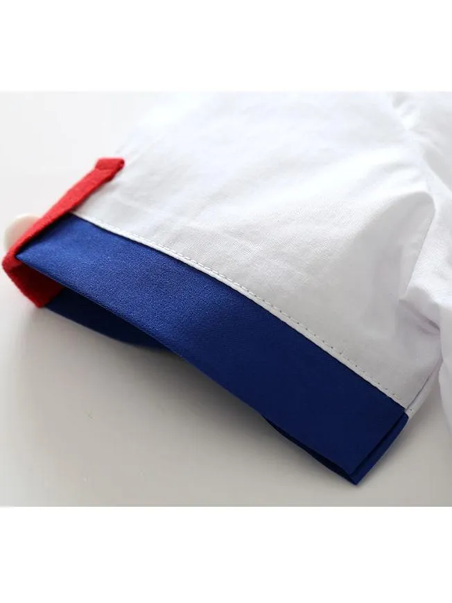Baby Little Boy Summer 2-Piece Casual Outfits Color Blocking T-Shirt  Shorts