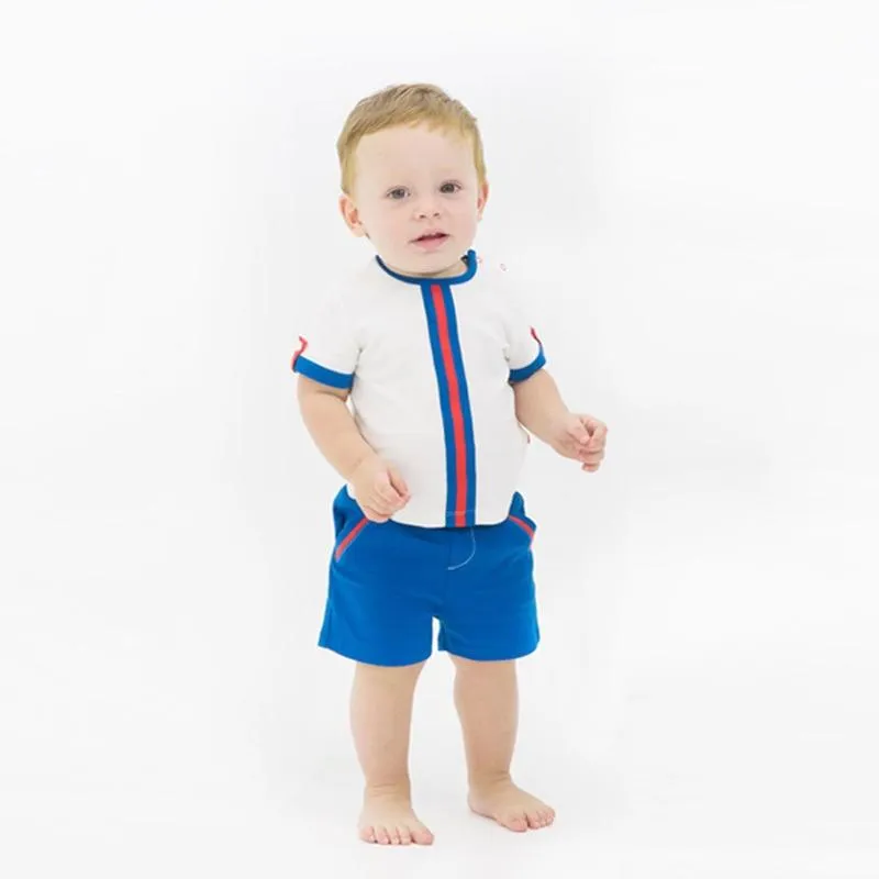 Baby Little Boy Summer 2-Piece Casual Outfits Color Blocking T-Shirt  Shorts