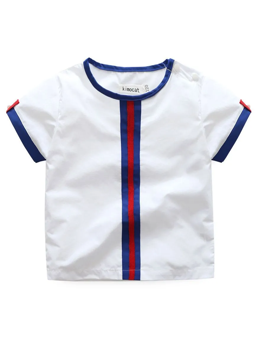 Baby Little Boy Summer 2-Piece Casual Outfits Color Blocking T-Shirt  Shorts