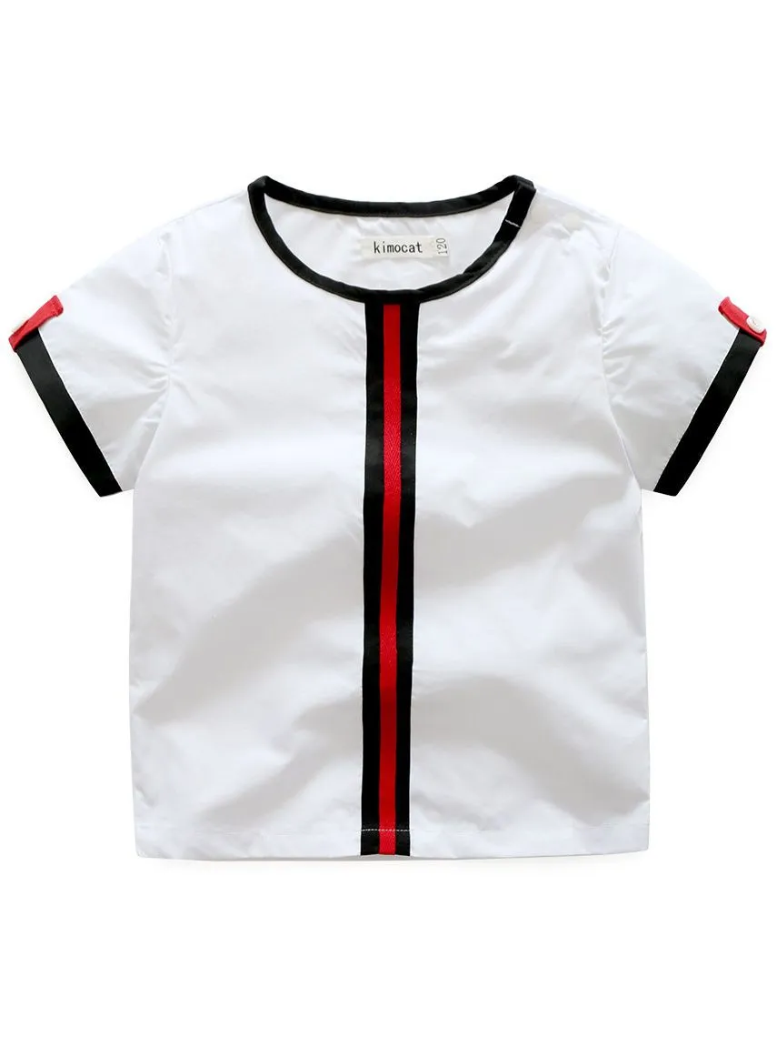 Baby Little Boy Summer 2-Piece Casual Outfits Color Blocking T-Shirt  Shorts