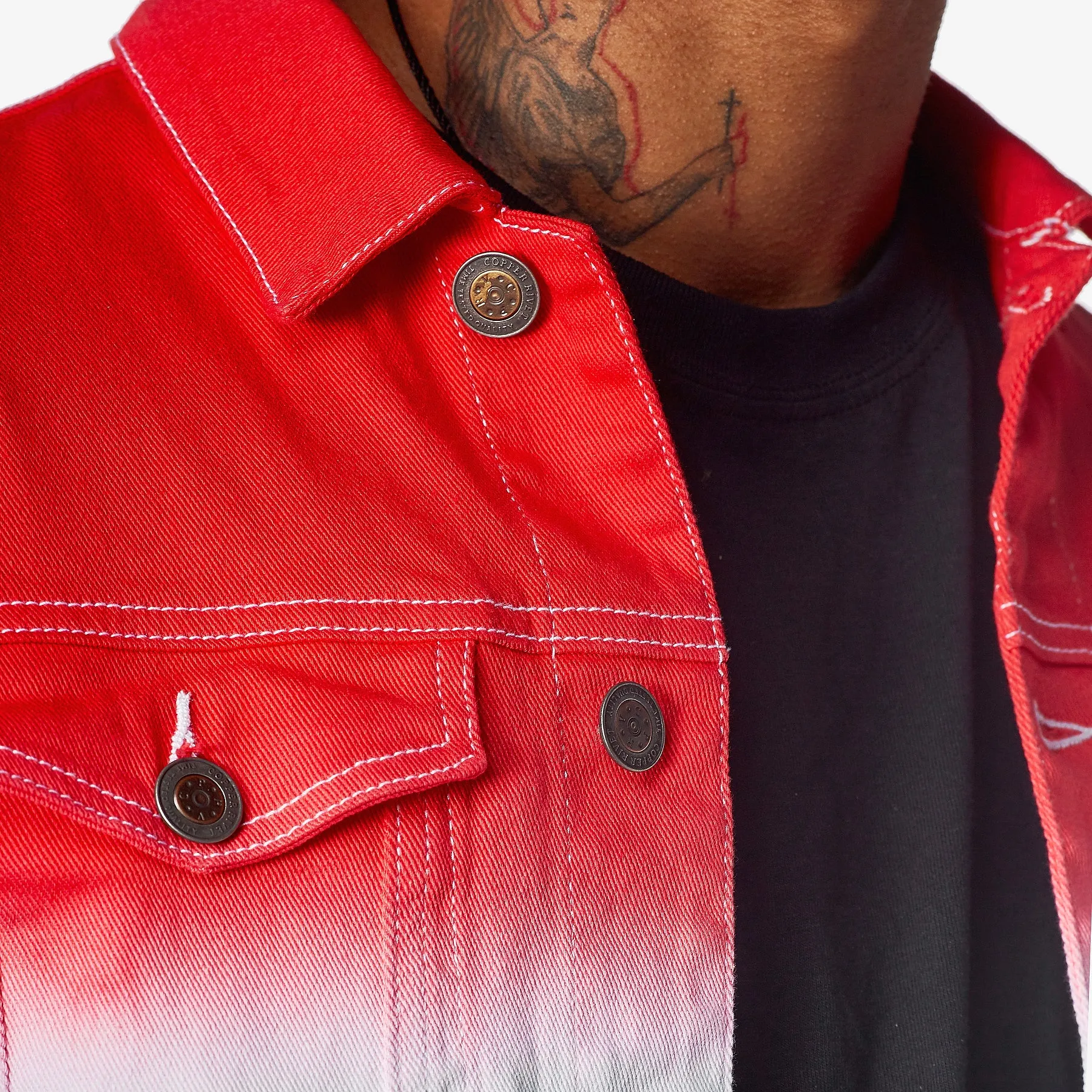 BLACK / RED GRADIENT DENIM JACKET