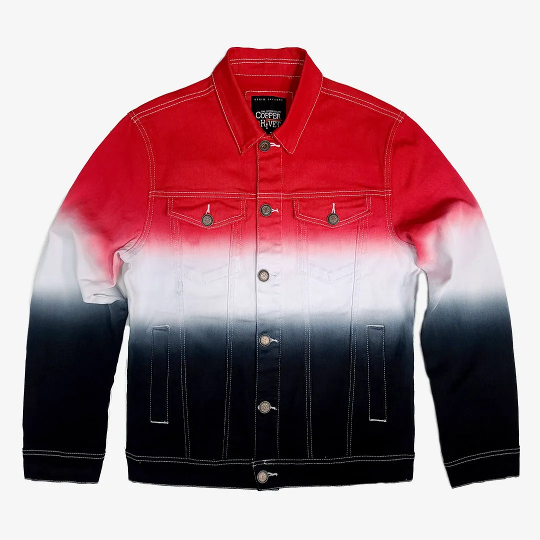 BLACK / RED GRADIENT DENIM JACKET