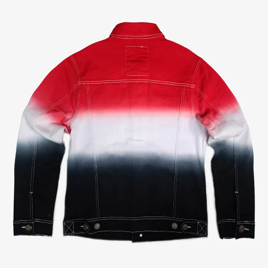 BLACK / RED GRADIENT DENIM JACKET