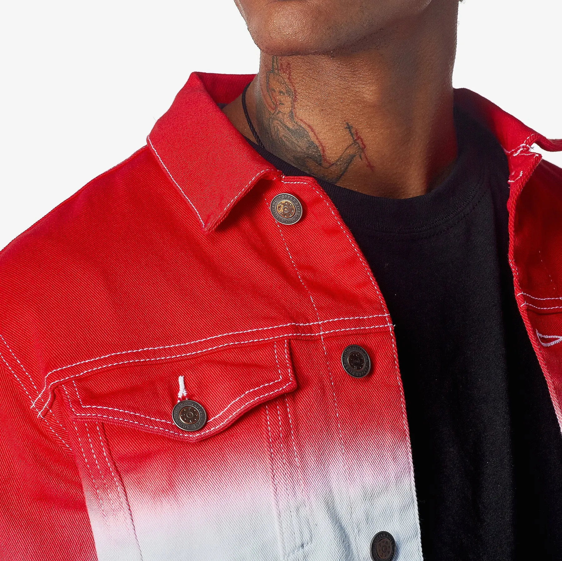 BLACK / RED GRADIENT DENIM JACKET