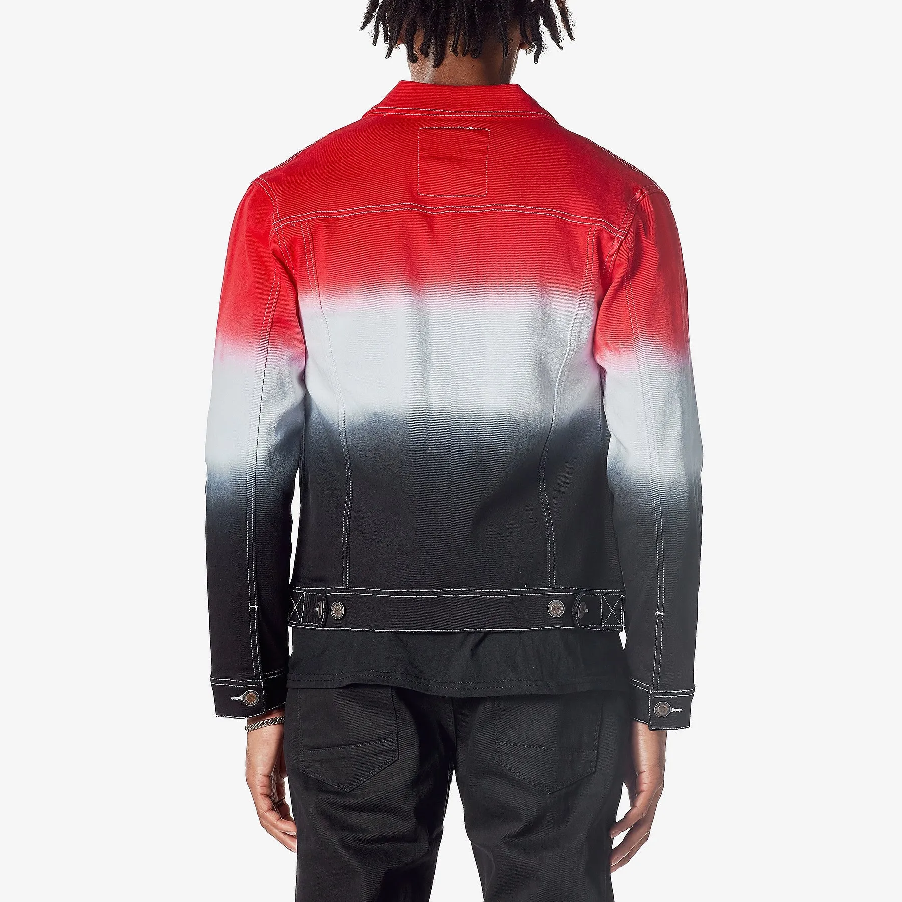 BLACK / RED GRADIENT DENIM JACKET