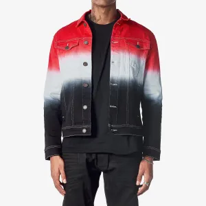 BLACK / RED GRADIENT DENIM JACKET