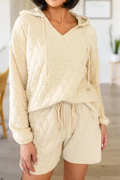 Blue Zone Planet |  Geometric Drawstring Hoodie and Shorts Set