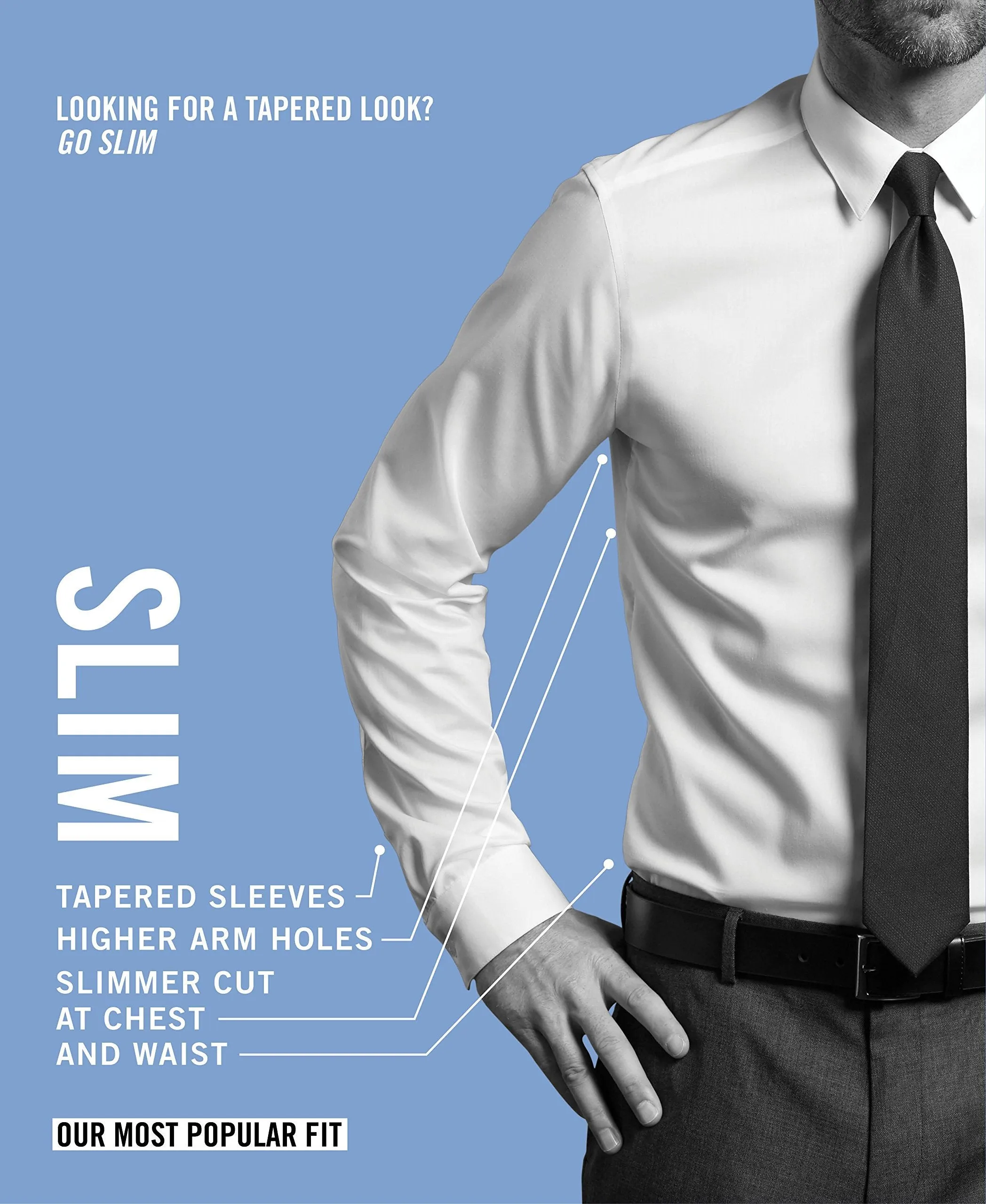 Calvin Klein Men's Dress Shirt Slim Fit Non Iron Stretch Solid, White, 16.5" Neck 34"-35" Sleeve