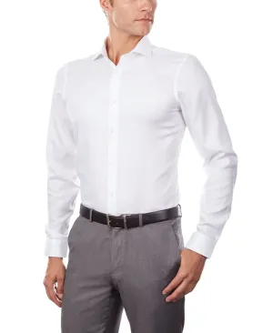 Calvin Klein Men's Dress Shirt Slim Fit Non Iron Stretch Solid, White, 16.5" Neck 34"-35" Sleeve