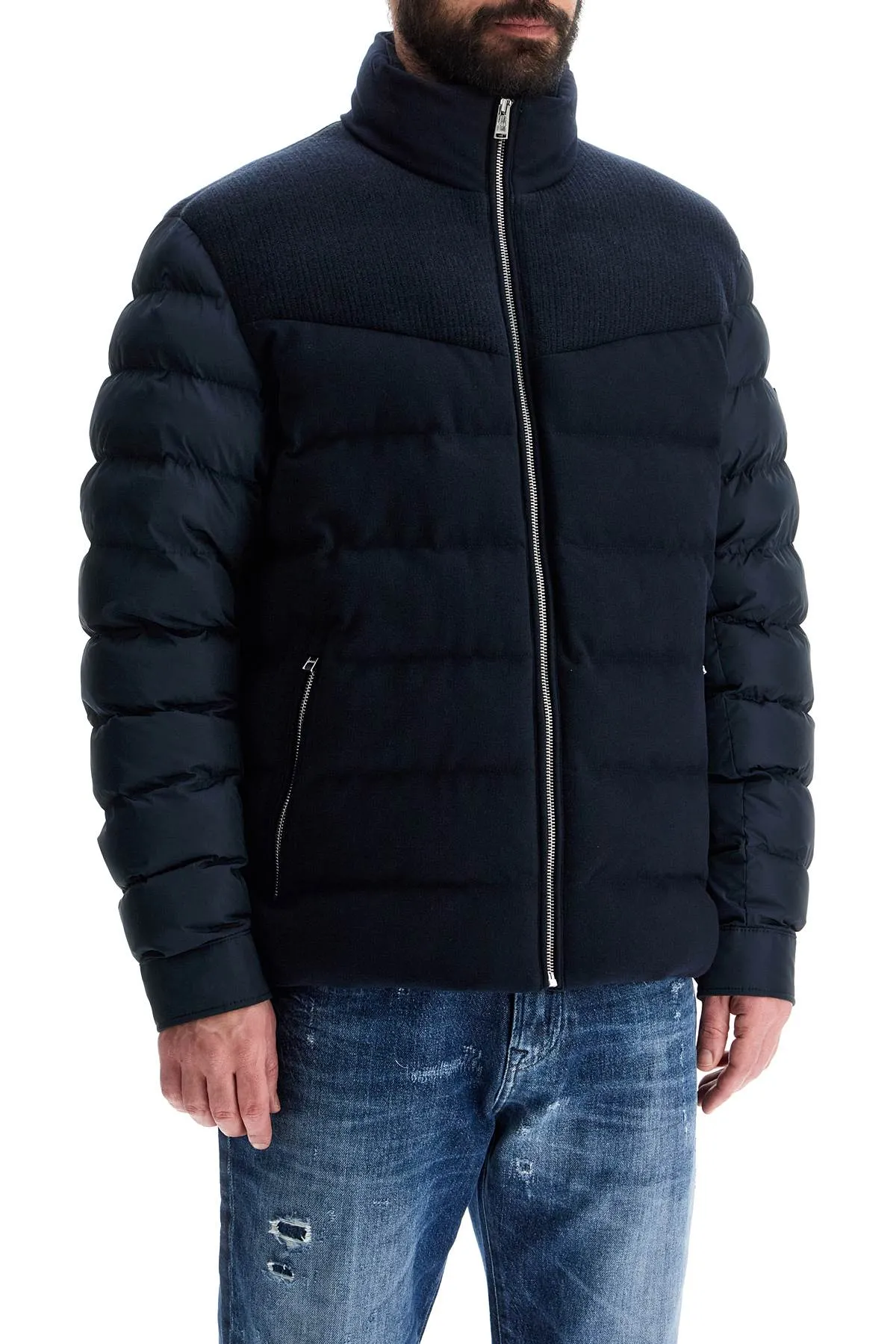 dark blue high collar padded coat h-clanello 50524971 DARK BLUE