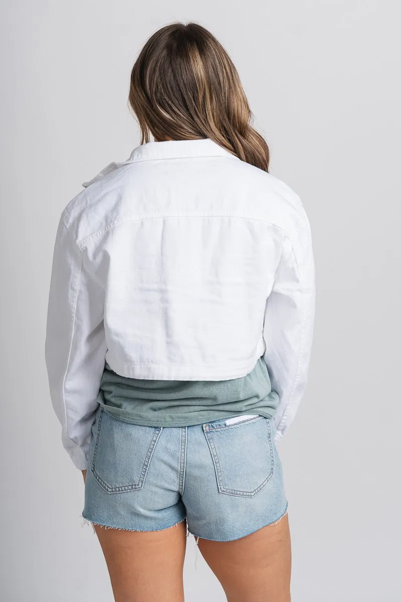 Denim crop jacket white
