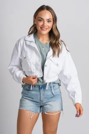 Denim crop jacket white