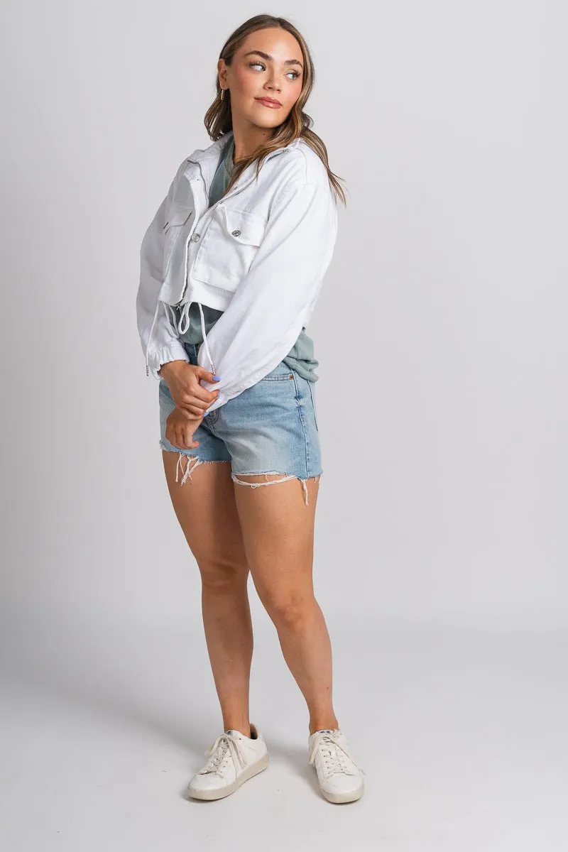 Denim crop jacket white