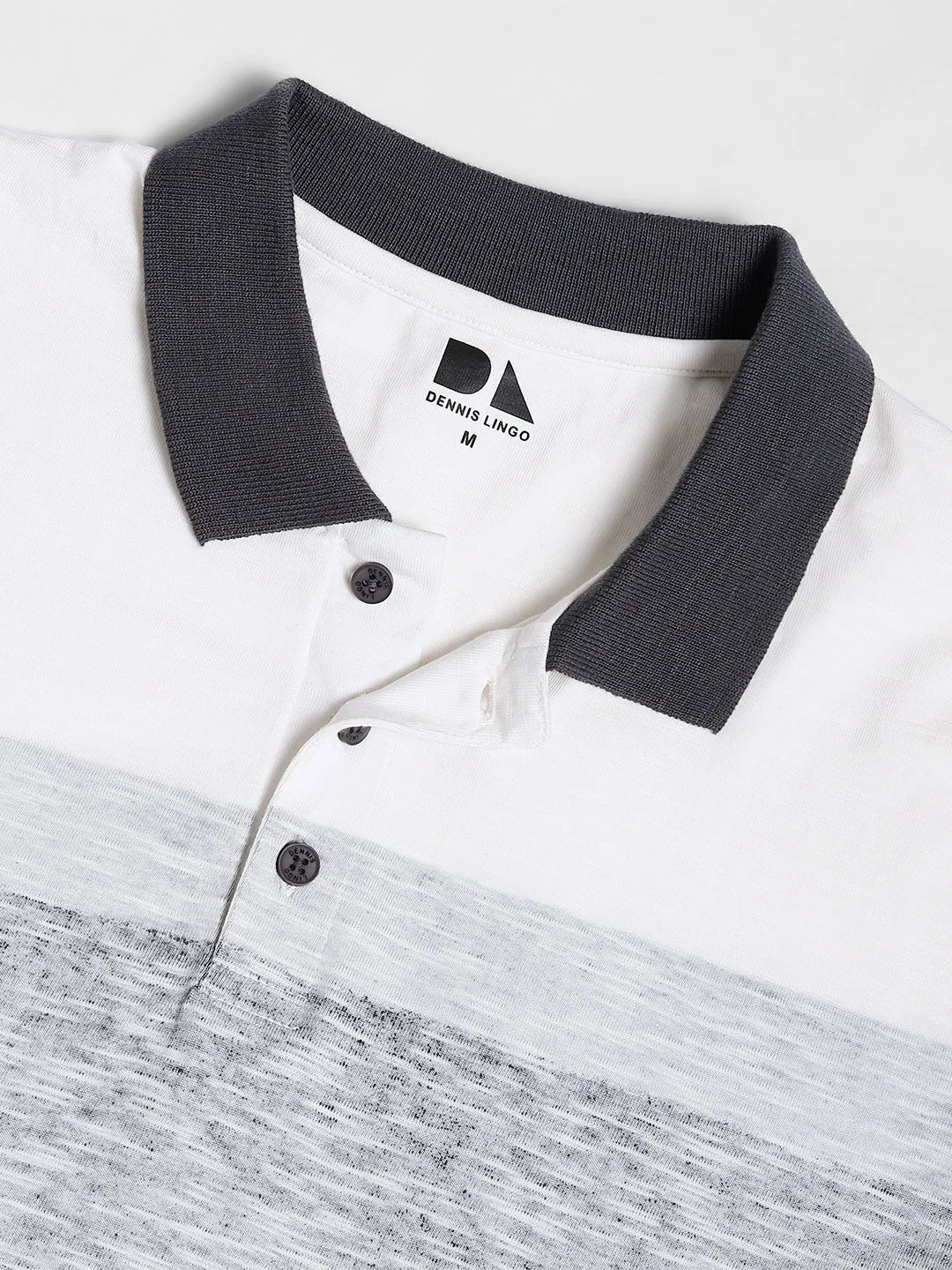 Dennis Lingo Striped Polo Collar Pure Cotton T-shirt