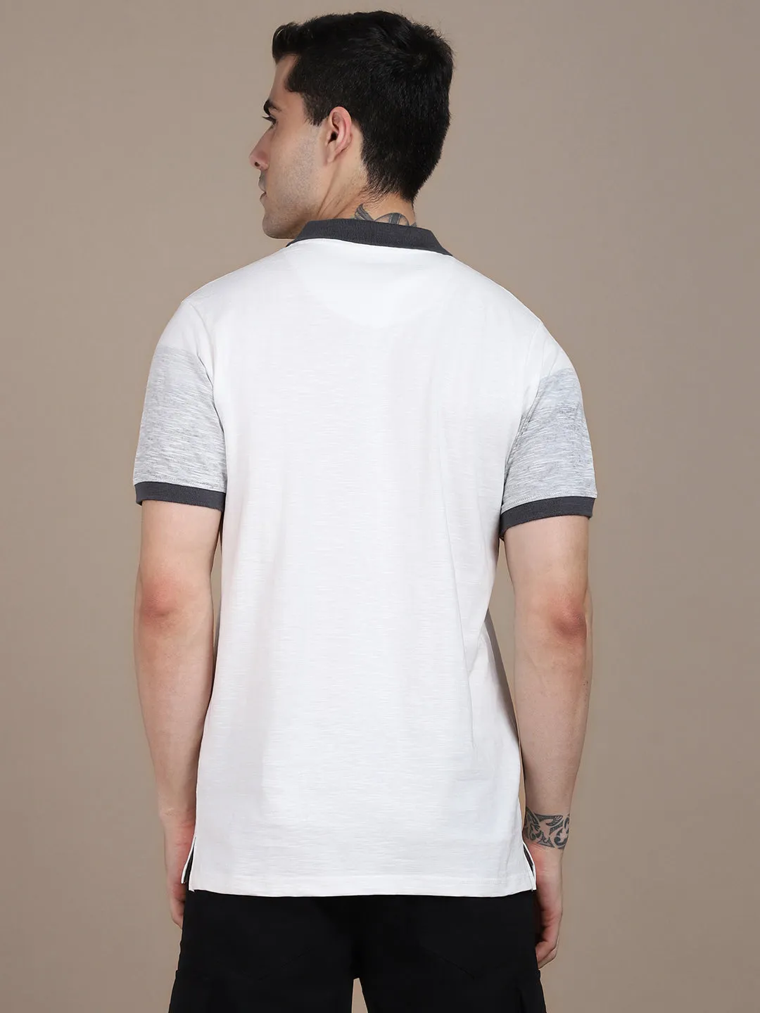 Dennis Lingo Striped Polo Collar Pure Cotton T-shirt