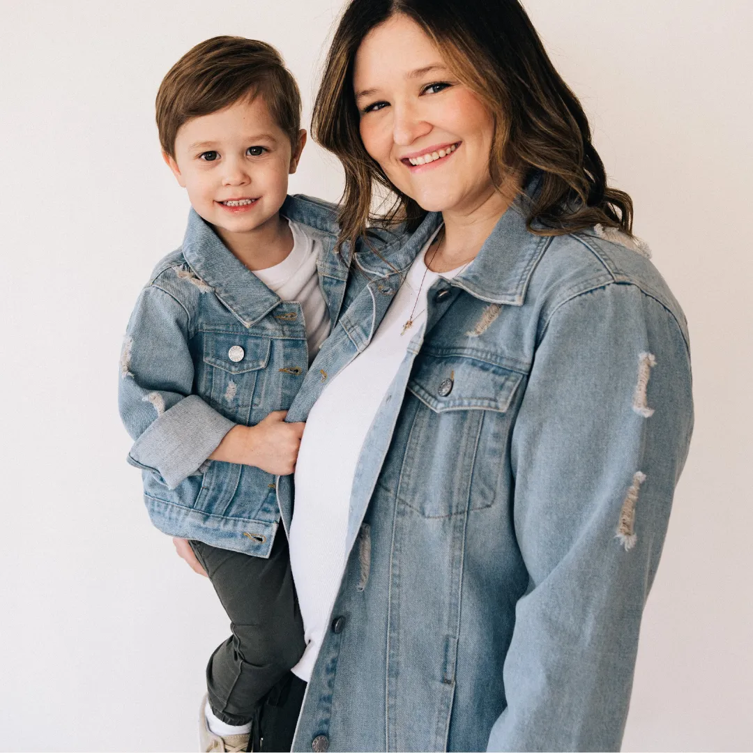 Distressed Denim Jean Jacket- Mom & Son