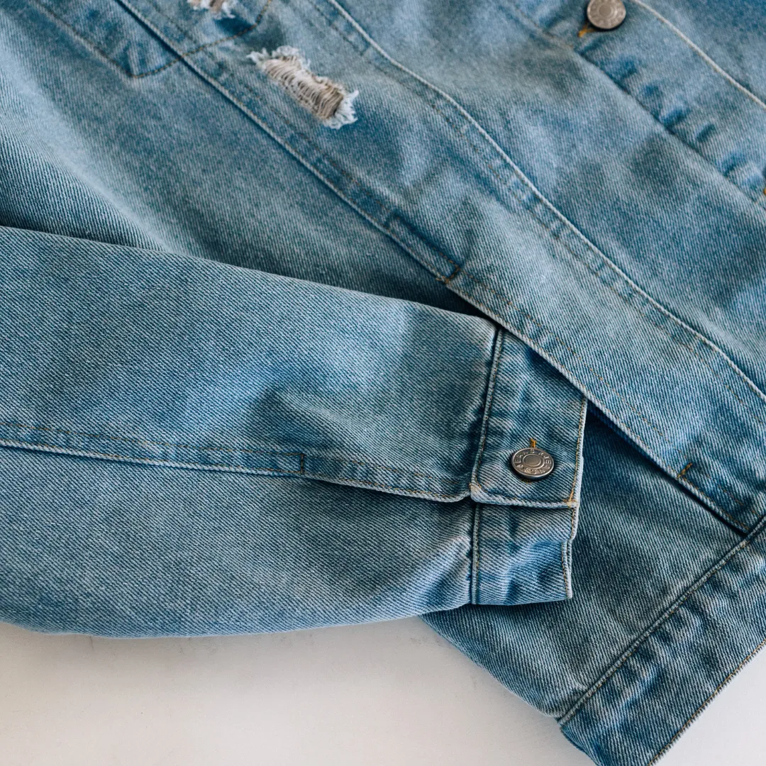 Distressed Denim Jean Jacket- Mom & Son