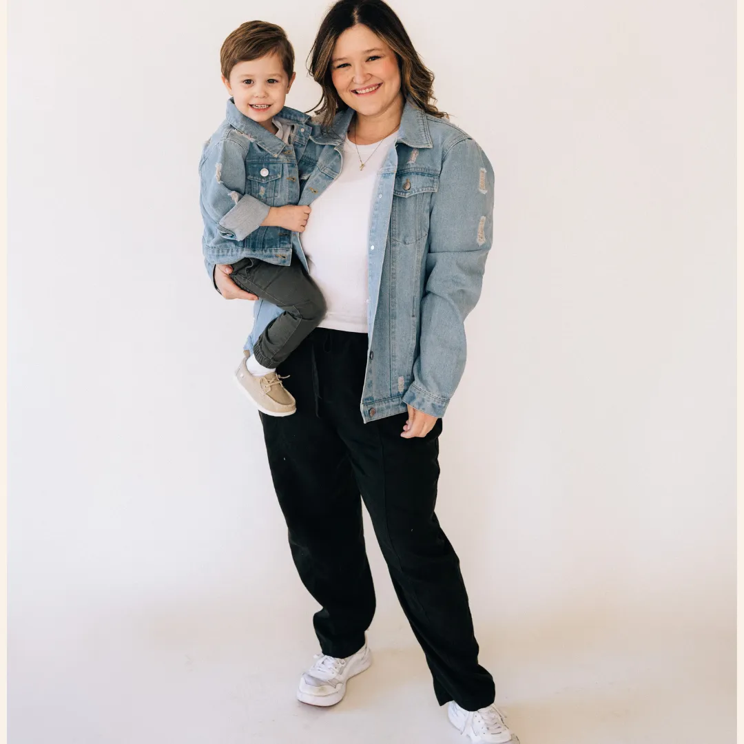 Distressed Denim Jean Jacket- Mom & Son