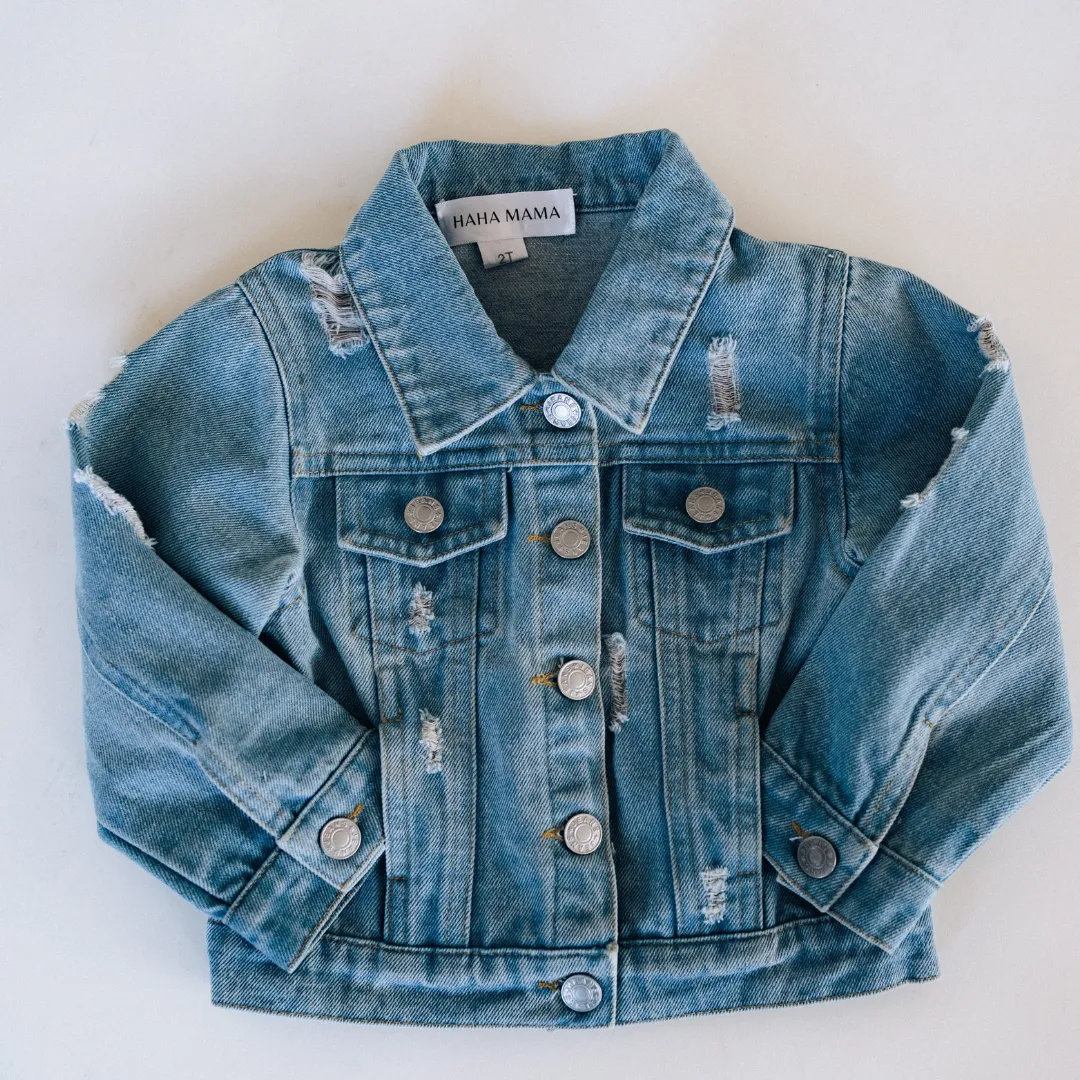 Distressed Denim Jean Jacket- Mom & Son