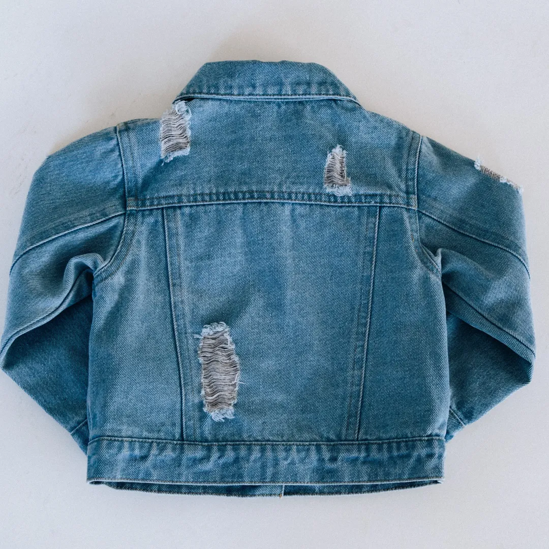 Distressed Denim Jean Jacket- Mom & Son