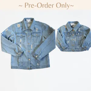 Distressed Denim Jean Jacket- Mom & Son