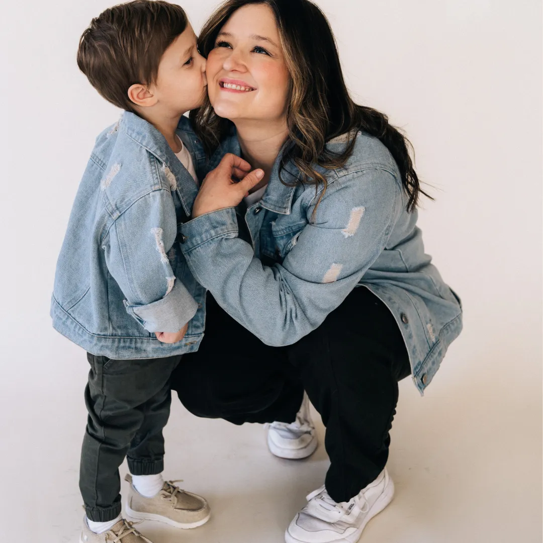Distressed Denim Jean Jacket- Mom & Son