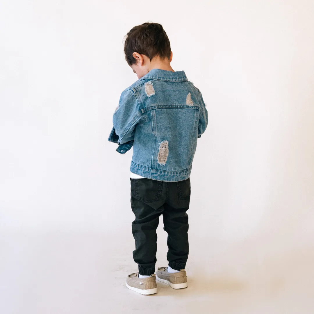 Distressed Denim Jean Jacket- Mom & Son