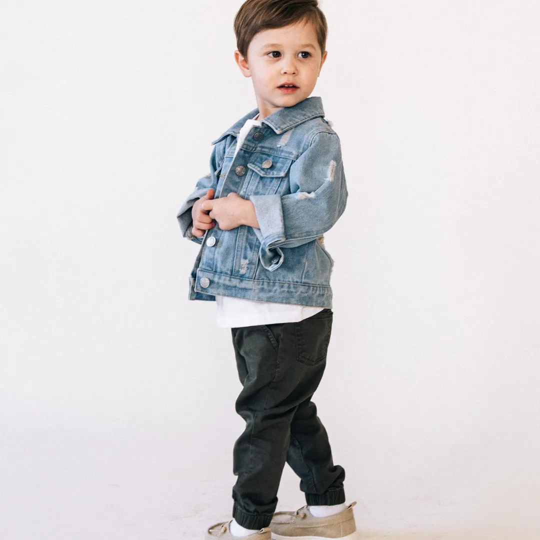 Distressed Denim Jean Jacket- Mom & Son