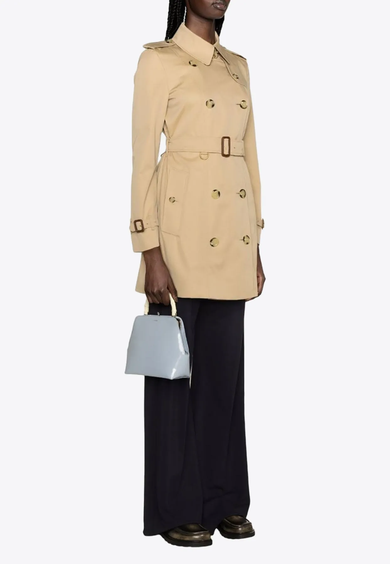 Double-Breasted Short Trench Coat