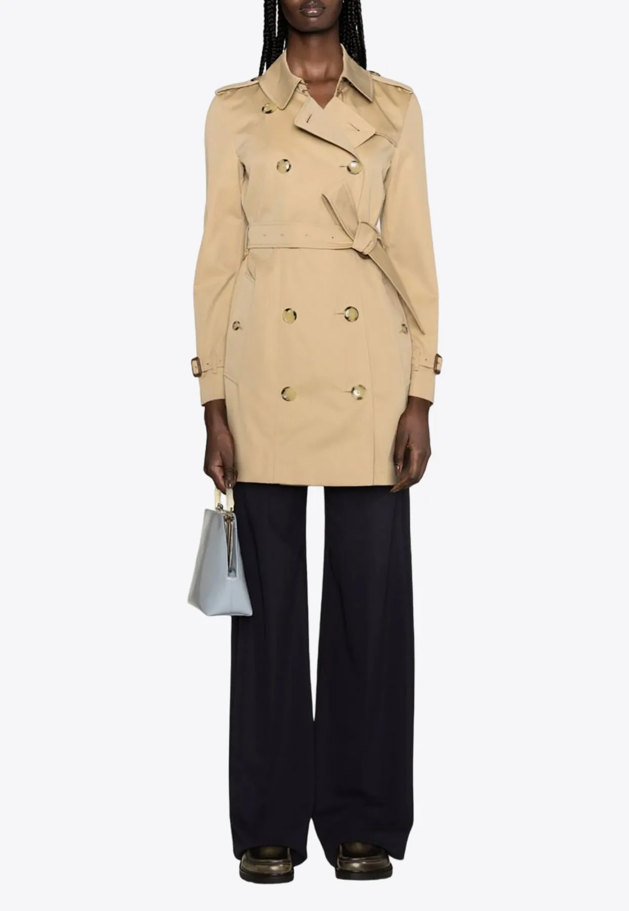 Double-Breasted Short Trench Coat