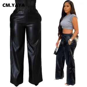 Faux Leather Straight High Waist Pants