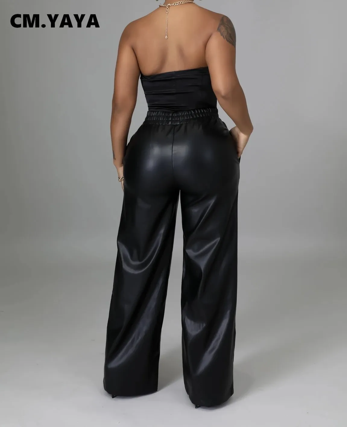 Faux Leather Straight High Waist Pants