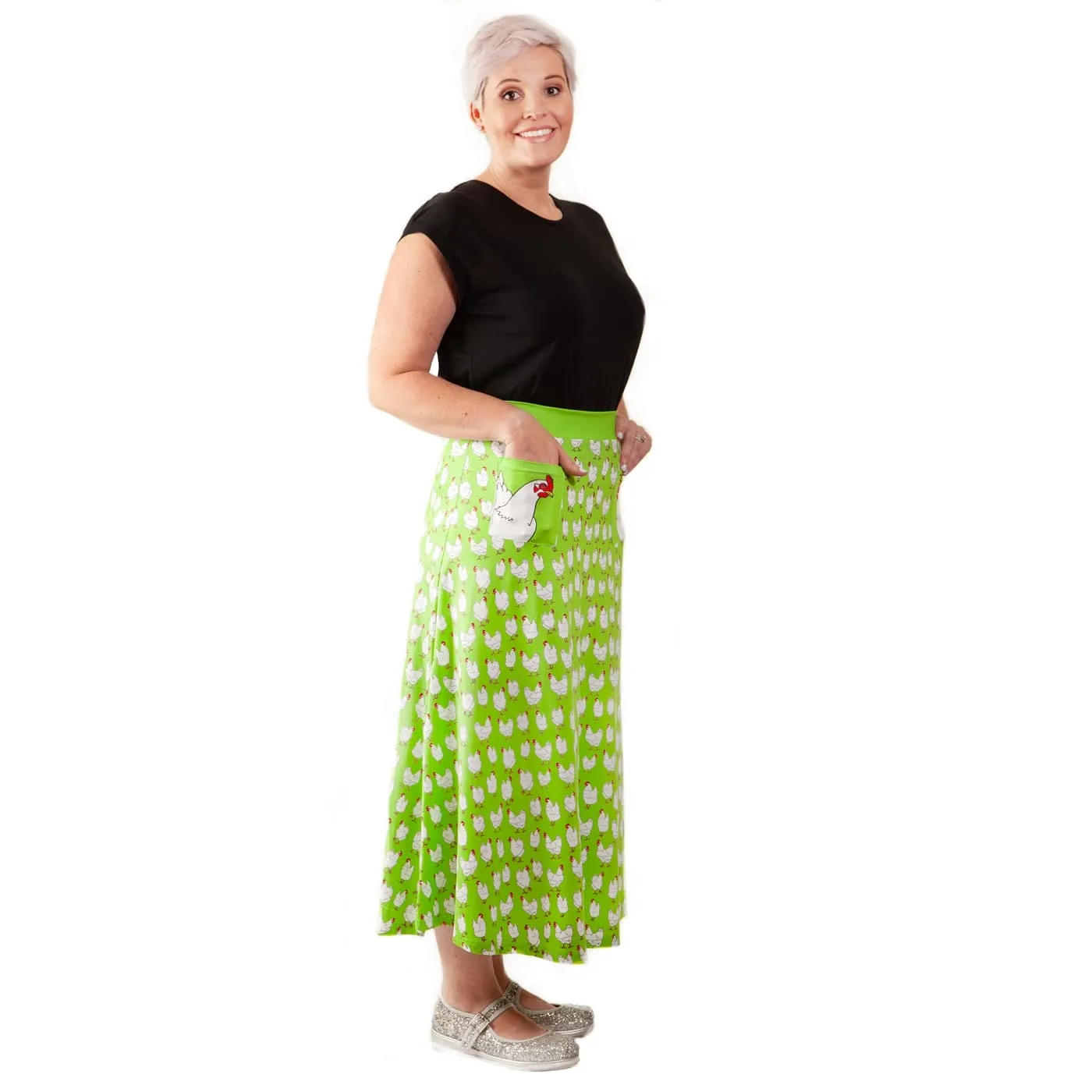 Flock Maxi Skirt With Pockets