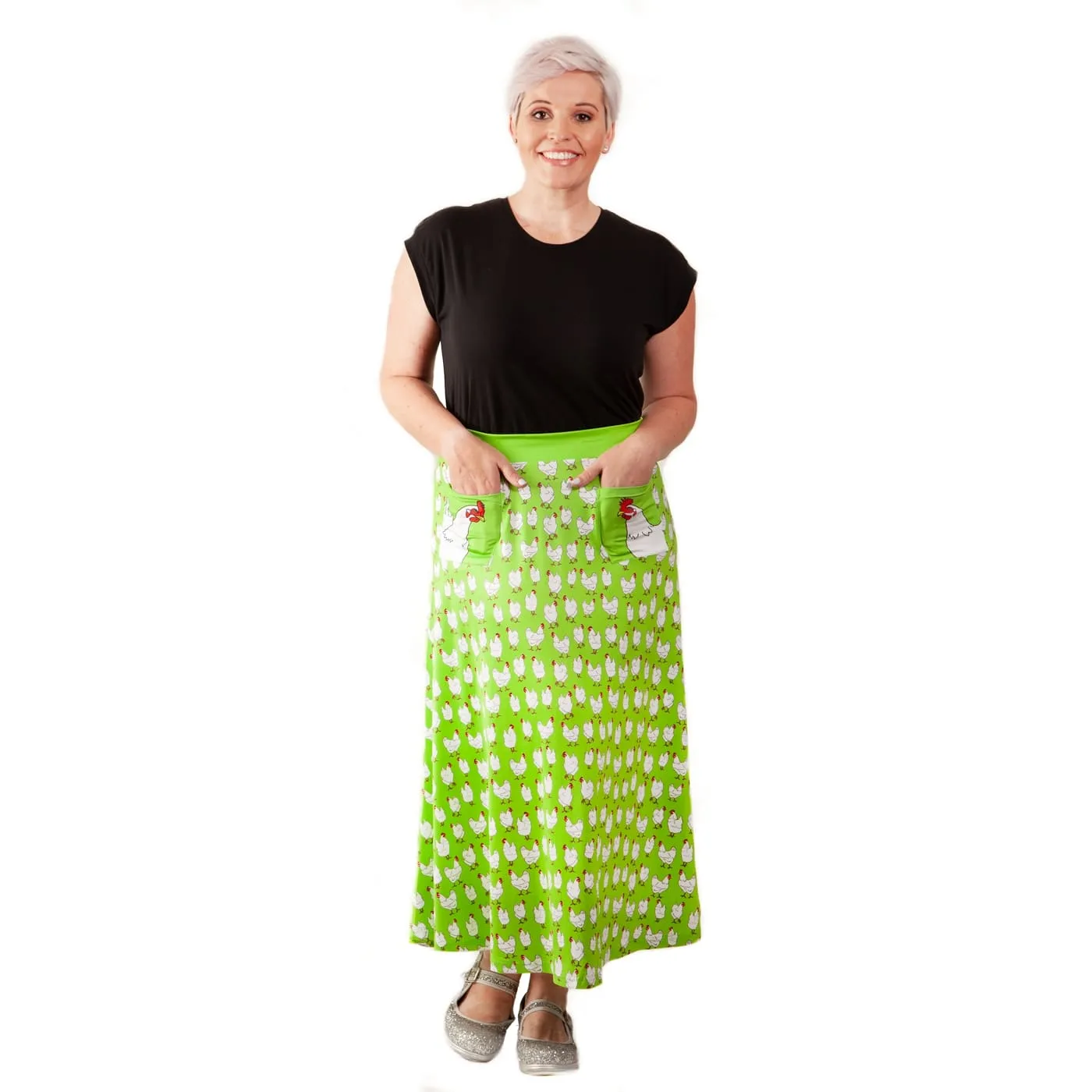 Flock Maxi Skirt With Pockets