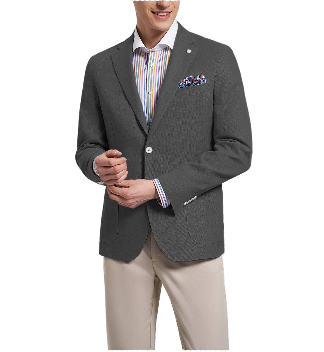 Formal Men's Slim Fit Notch Lapel Flat Blazer