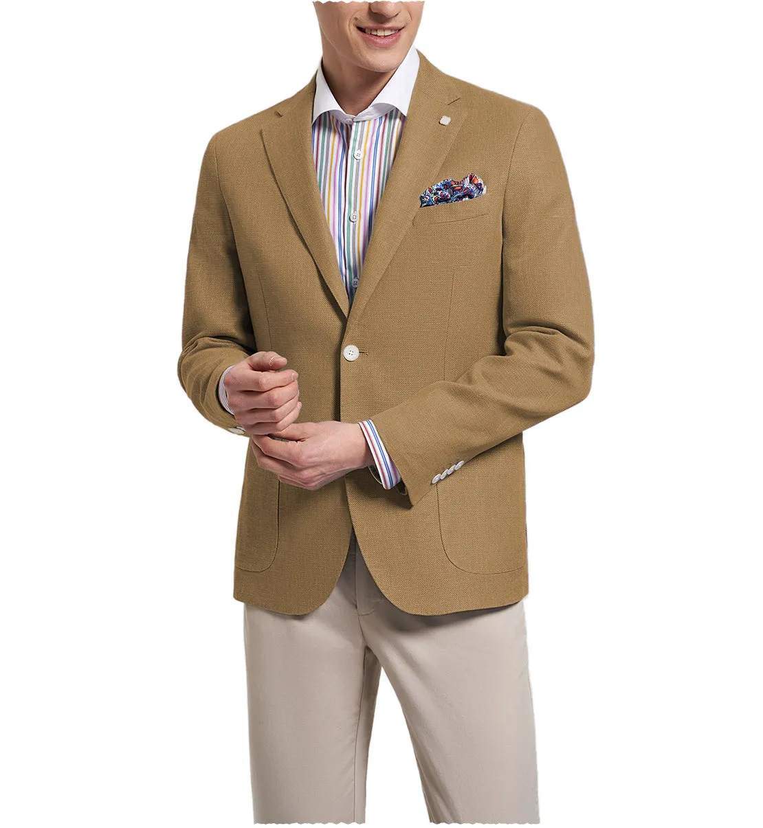 Formal Men's Slim Fit Notch Lapel Flat Blazer