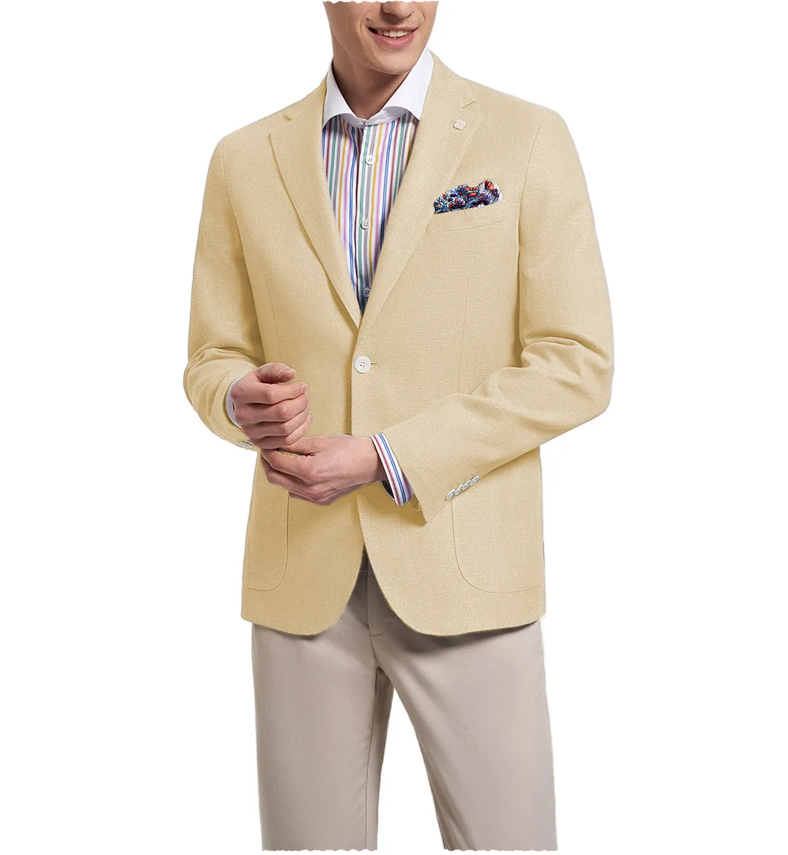 Formal Men's Slim Fit Notch Lapel Flat Blazer