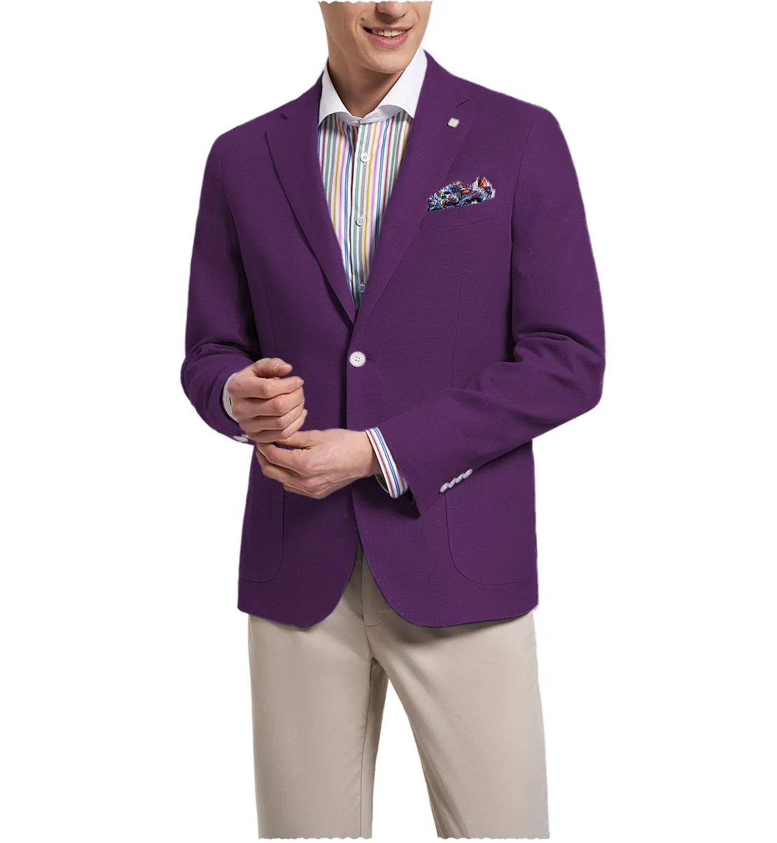 Formal Men's Slim Fit Notch Lapel Flat Blazer