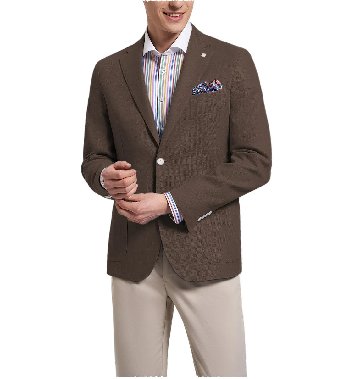 Formal Men's Slim Fit Notch Lapel Flat Blazer