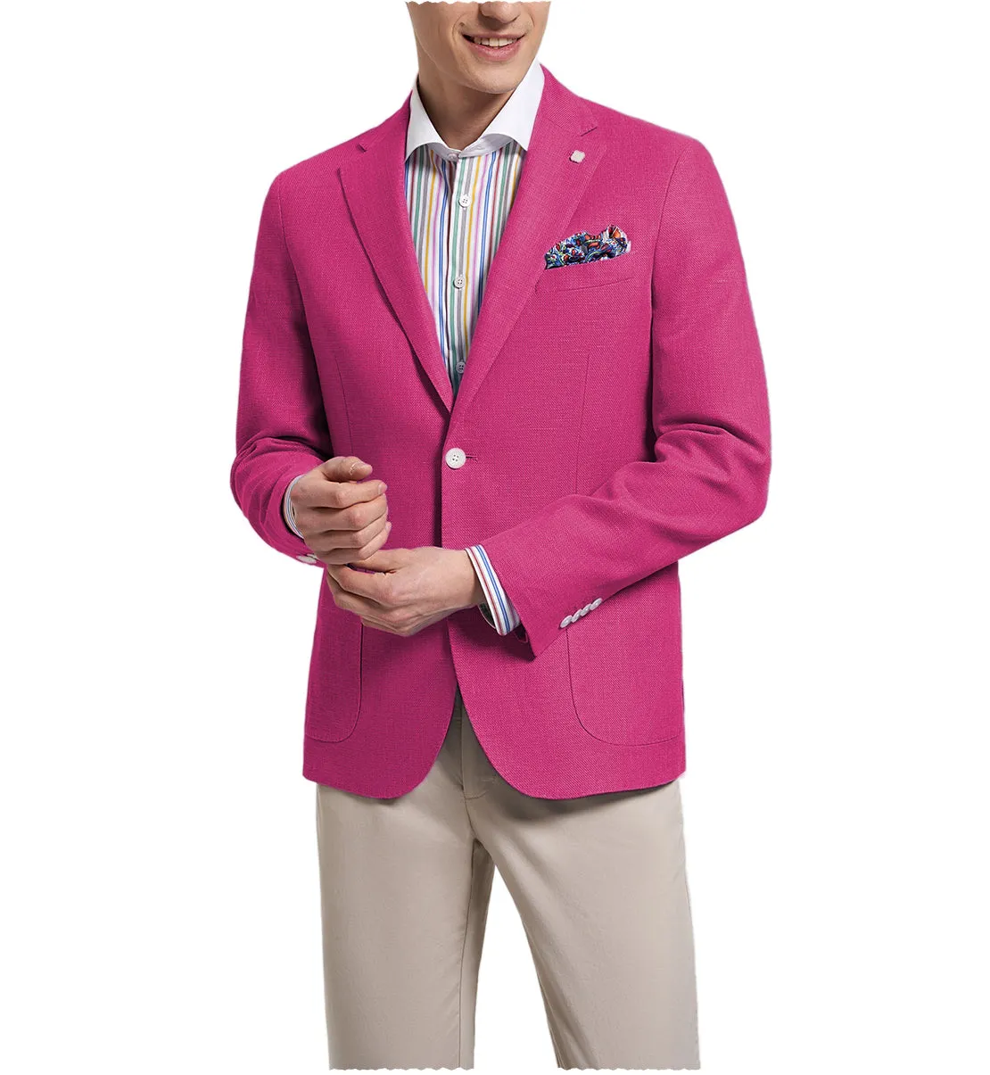 Formal Men's Slim Fit Notch Lapel Flat Blazer