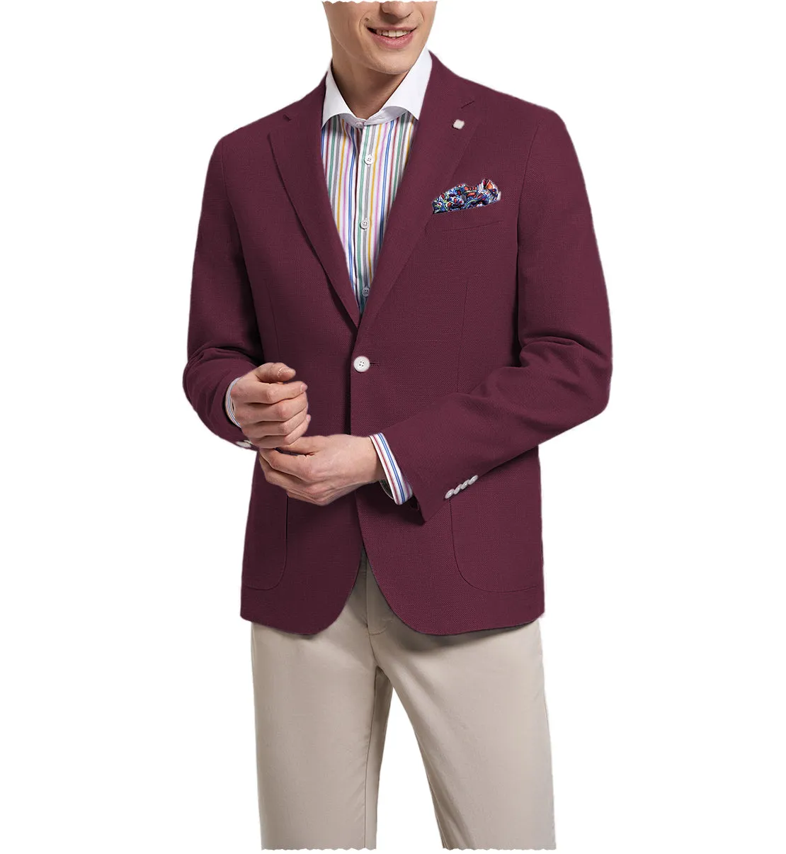 Formal Men's Slim Fit Notch Lapel Flat Blazer