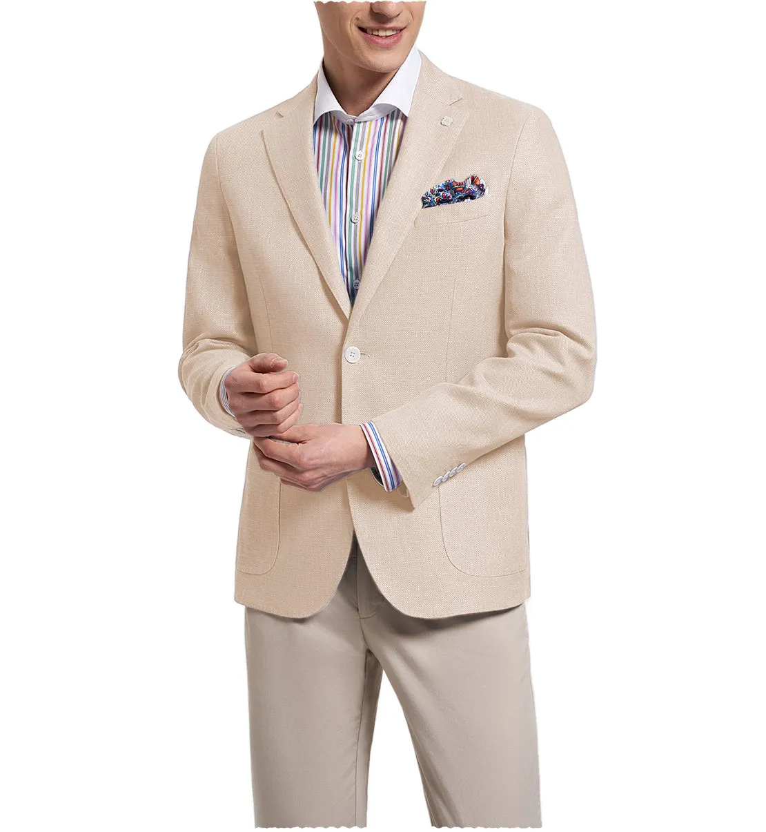 Formal Men's Slim Fit Notch Lapel Flat Blazer