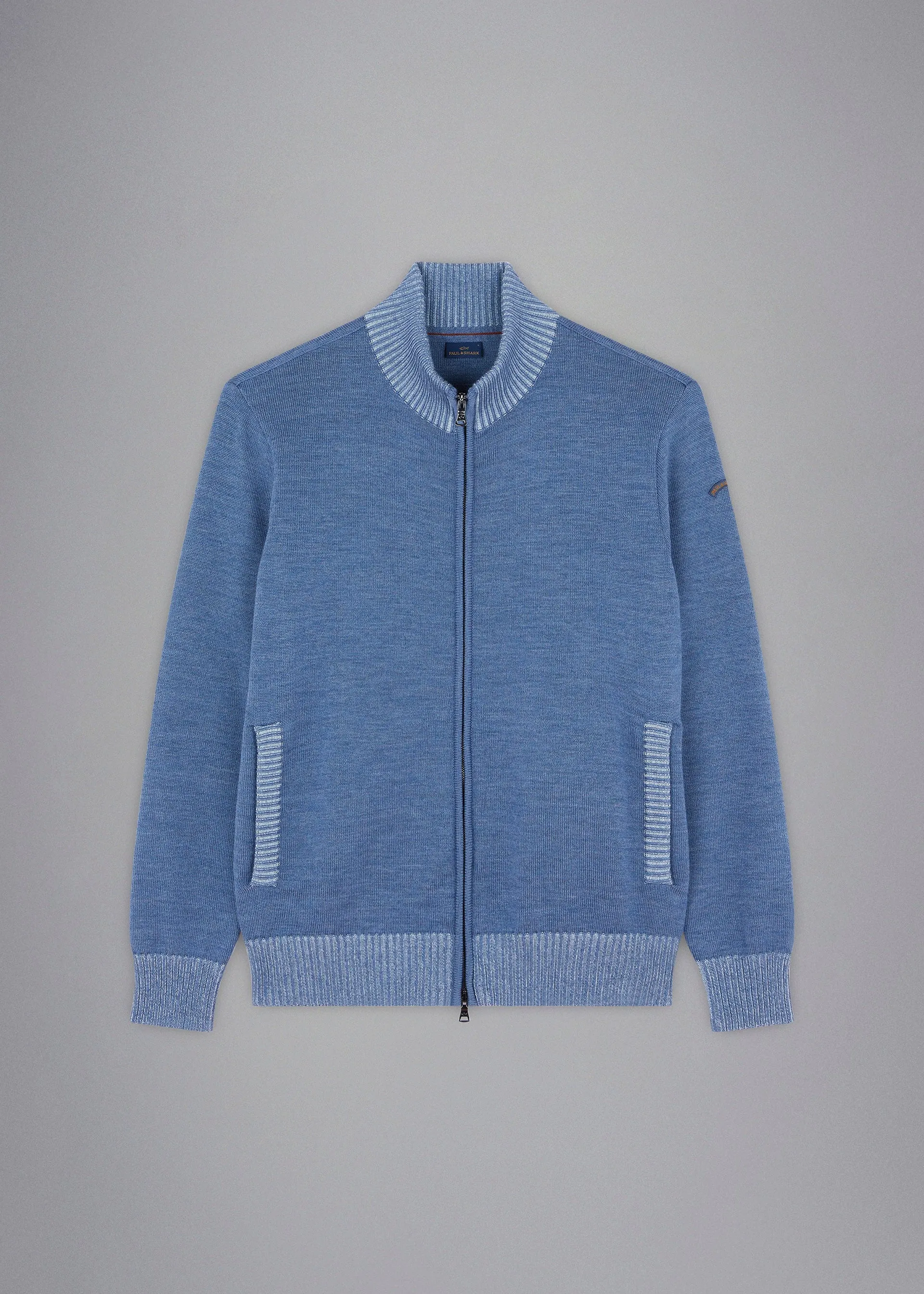 Gilet Paul & Shark bleu en laine
