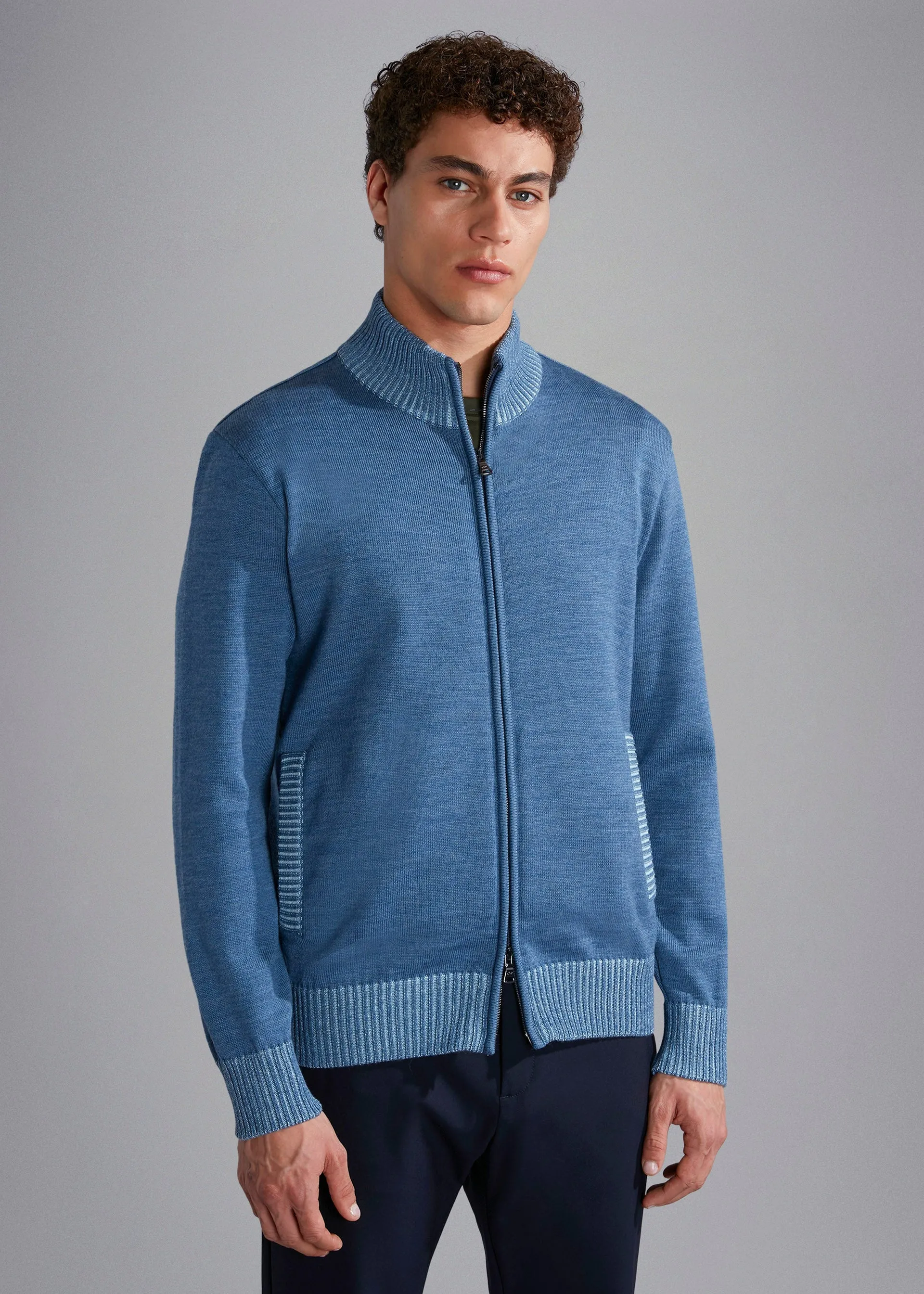Gilet Paul & Shark bleu en laine