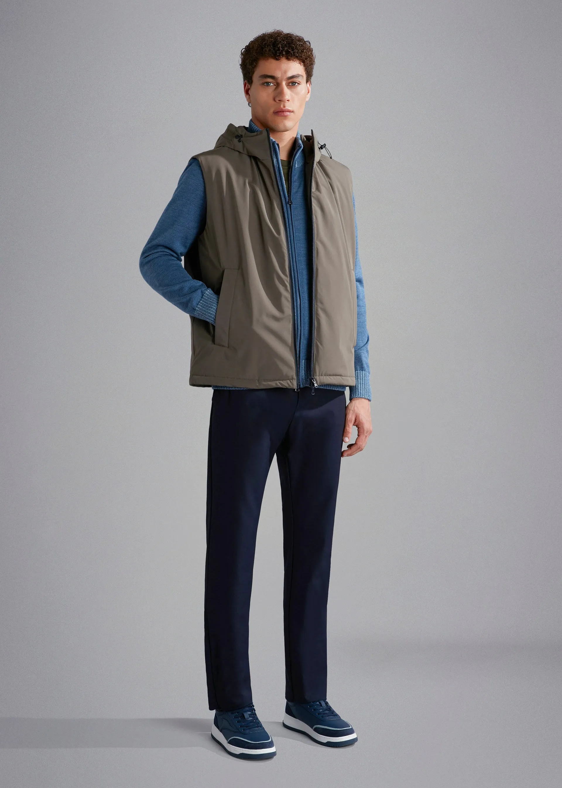 Gilet Paul & Shark bleu en laine