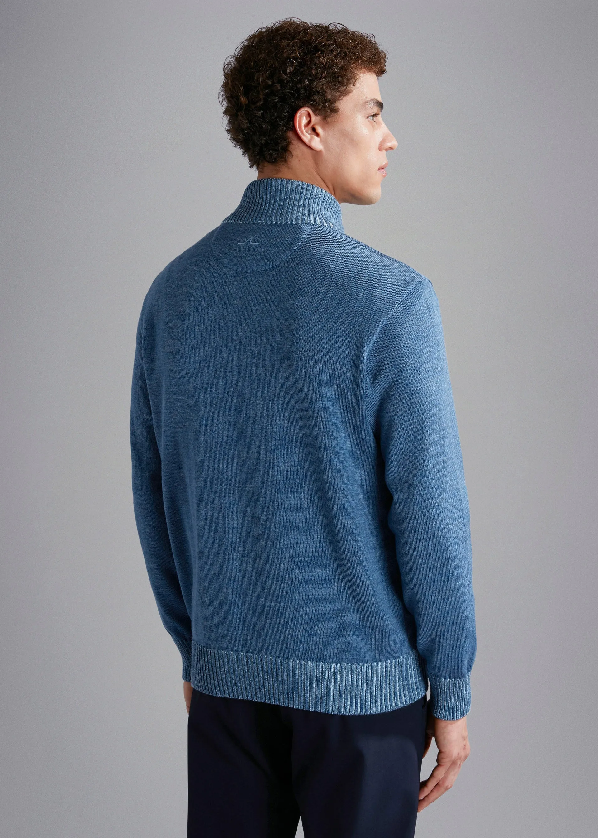 Gilet Paul & Shark bleu en laine